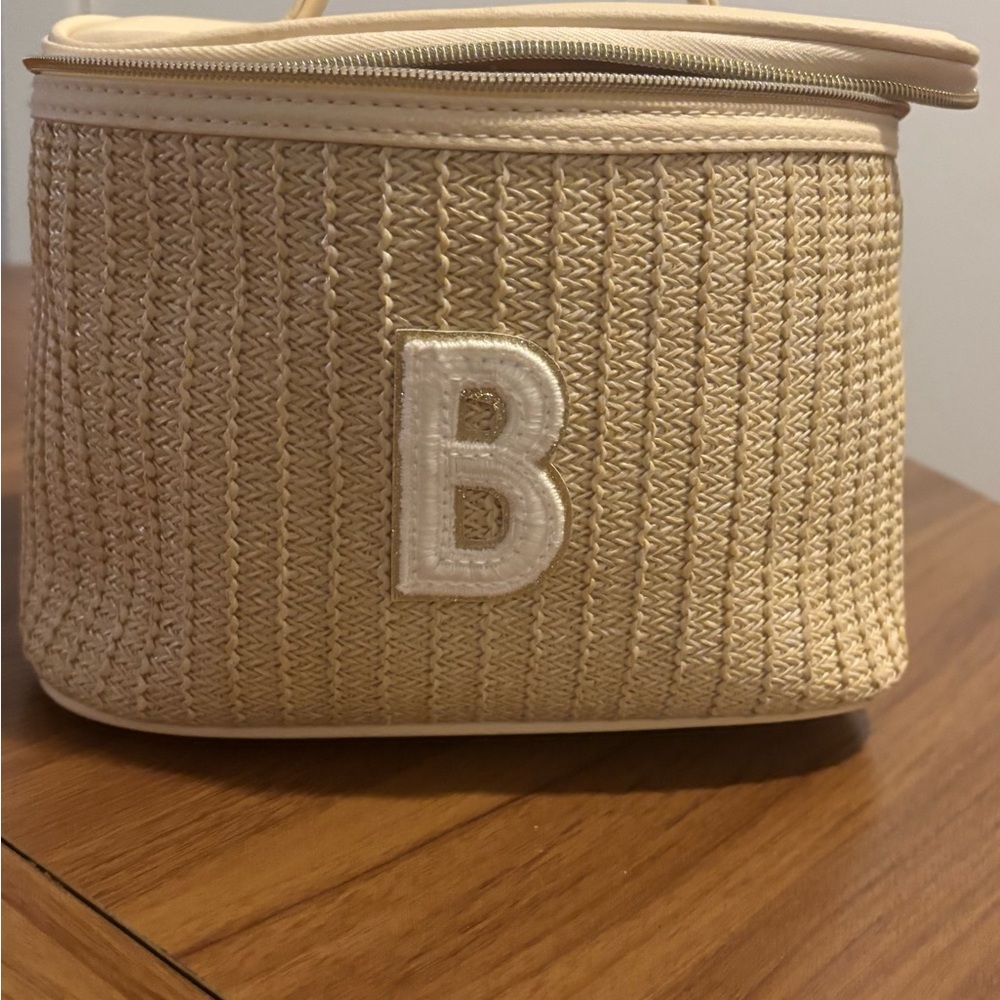 Beige Woven Women's Bag with B initial